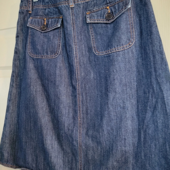 BODENS Womens Denimi Midi Skirt Front Slit Back Button down Cargo pockets Sz.14R - Picture 2 of 5